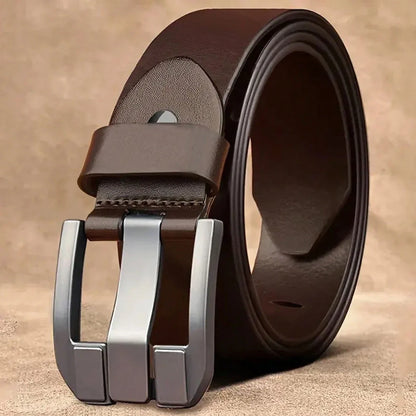 New Classic Luxury Vintage Men's Leather Belt - Black PU Material with Square Alloy Buckle - Perfect for Casual or Business Wear