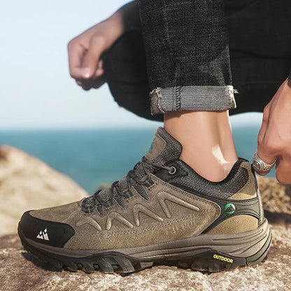 Sapatos Masculinos de Couro HIKEUP para Homens Tênis Casuais Moda Impermeável Inverno Luxo Grife Botas de Trabalho Masculinas Tênis Antiderrapantes
