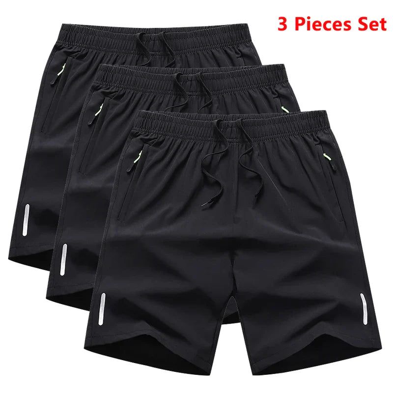 3 Pieces Gym Sports Shorts Men Quick Dry Workout Running Training Fitness Jogging Short Pants Man Summer Board Shorts Breathable