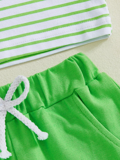 Summer St. Patrick's Day Kids Baby Boys Clothes Set Short Sleeve Letter Embroidery T-Shirt Shorts Outfits Clothes