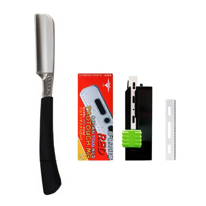 1/2piece - manual straight shaving knife holder beard shaving professional hair cutting trimming tool Special for real hair wigs