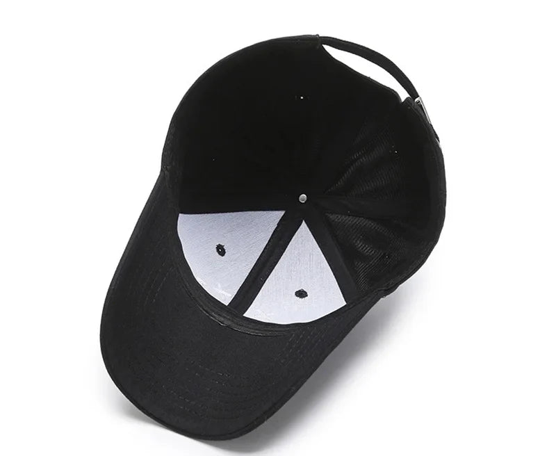 Women's Smiley Face Embroidery Baseball Caps Kpop Black Cotton Adjustable