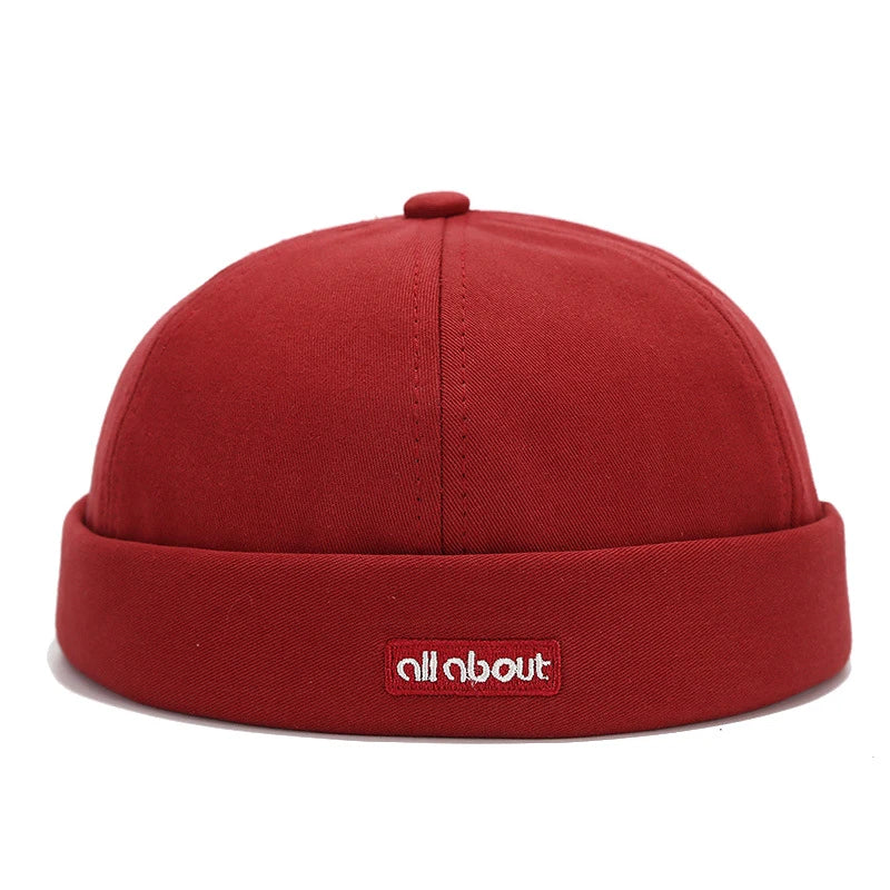 Letter Embroidery Docker Cap Without Visor Brimless Caps Solid Colors Retro Beanie Hat Adjustable Hip Hop Fashion Street