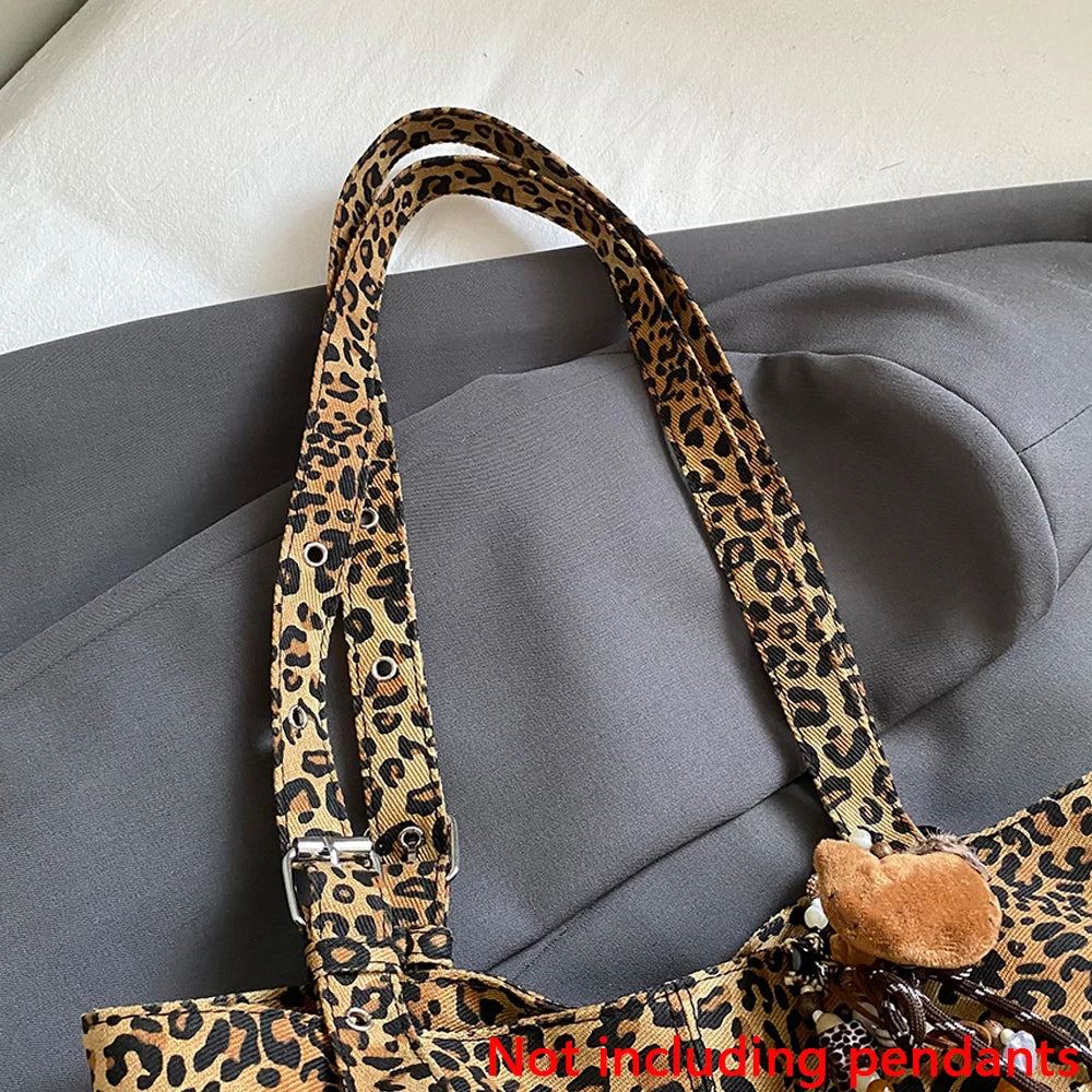 Casual Large-Capacity Leopard Print Women's Bag New Lightweight Versatile Shoulder Bag Relaxed Commuting Tote Bag