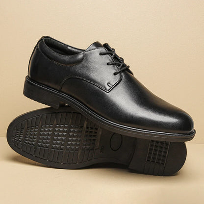 Men's Black Formal Dress Shoes Genuine Cow Leather Derby Shoes Pigskin Lined Ultra Soft Rubber Sole Formal Footwear