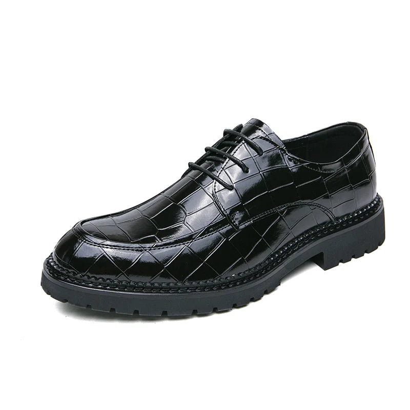 Sapatos sociais masculinos de couro com cadarço estilo britânico casual respirável formal estilo coreano