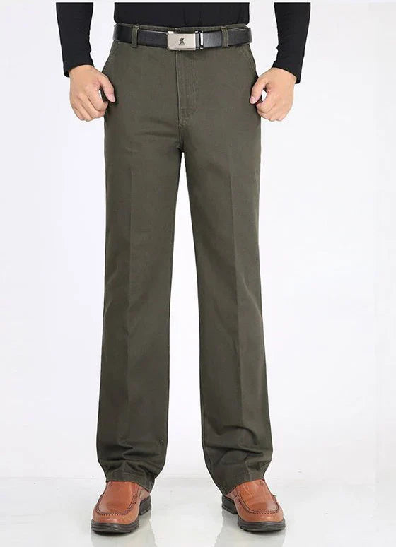 Winter Men's Thicken Fleece Casual Pants Stretch Loose Straight Warm Business Trousers Velvet Fashion Leisure Office Suit Pants