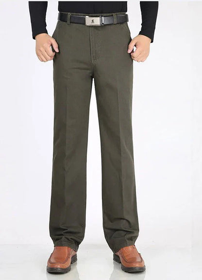 Winter Men's Thicken Fleece Casual Pants Stretch Loose Straight Warm Business Trousers Velvet Fashion Leisure Office Suit Pants