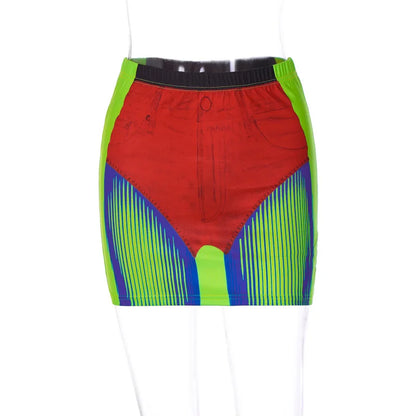 Fashion Women Tie Dye 3D Print Mini Skinny Skirt Female Summer Wrap Hips Skirt Ladies Sexy Streetwear Elestic Pencil Skirts