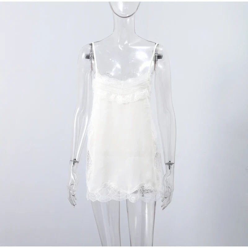 Sexy Lace Sling Tank Top Women Stain Sleeveless V Neck Backless Loose Tops Female 2025 Summer Autumn Chic Street Homewear Lady