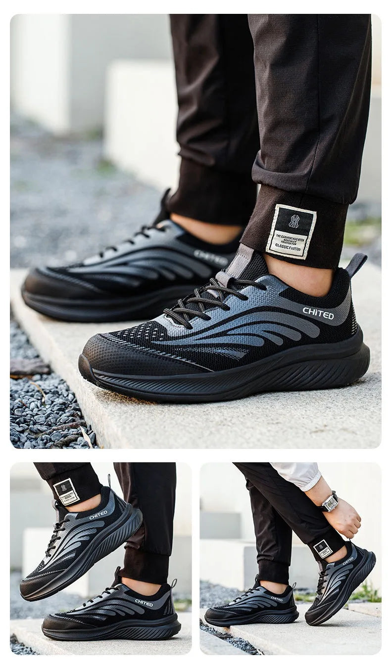 Soft-soled non-slip safety shoes four seasons models men's anti-smash anti-puncture steel head safety shoes new models