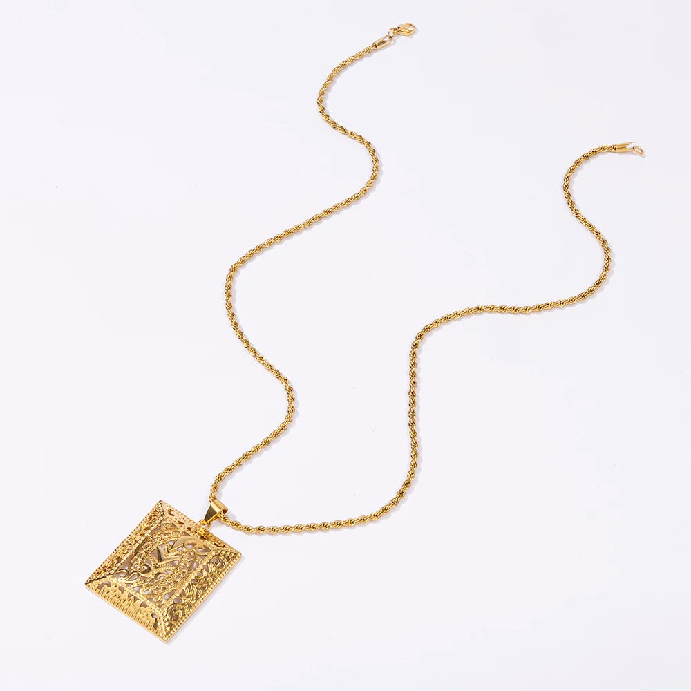Morocco Dark Gold Color Jewelry Set for Party Design Earrings and Pendant Necklace Bracelet Ring Set for Engagement