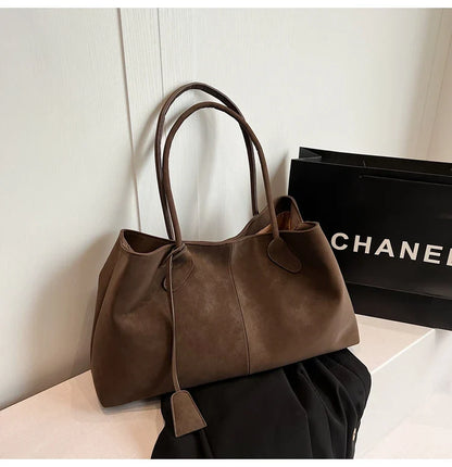 Faux Suede Solid Color High Quality Fashionable Versatile Handbag 2025 Women's Product Hot Selling  Large Capacity Shoulder Bag