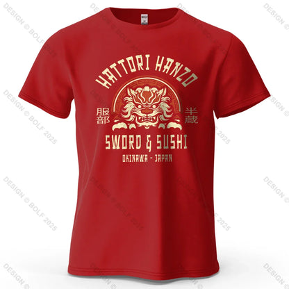 Samurai Warrior Printed Men's T-Shirt 100% Cotton Oversized Cultural Art Graphic Tees for Women Tops Tees Casual Streetwear