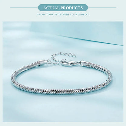 Original 925 Sterling Silver Basic Bracelet Lobster Clip Snake Chains Infinite Love Clasp DIY Jewelry Beads for Women Gift