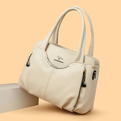 2024 New Multi Pocket Women's Handbag High Quality Soft Leather Female Shoulder Bag Luxury Designer Girl Tote Bolsas Sac A Main