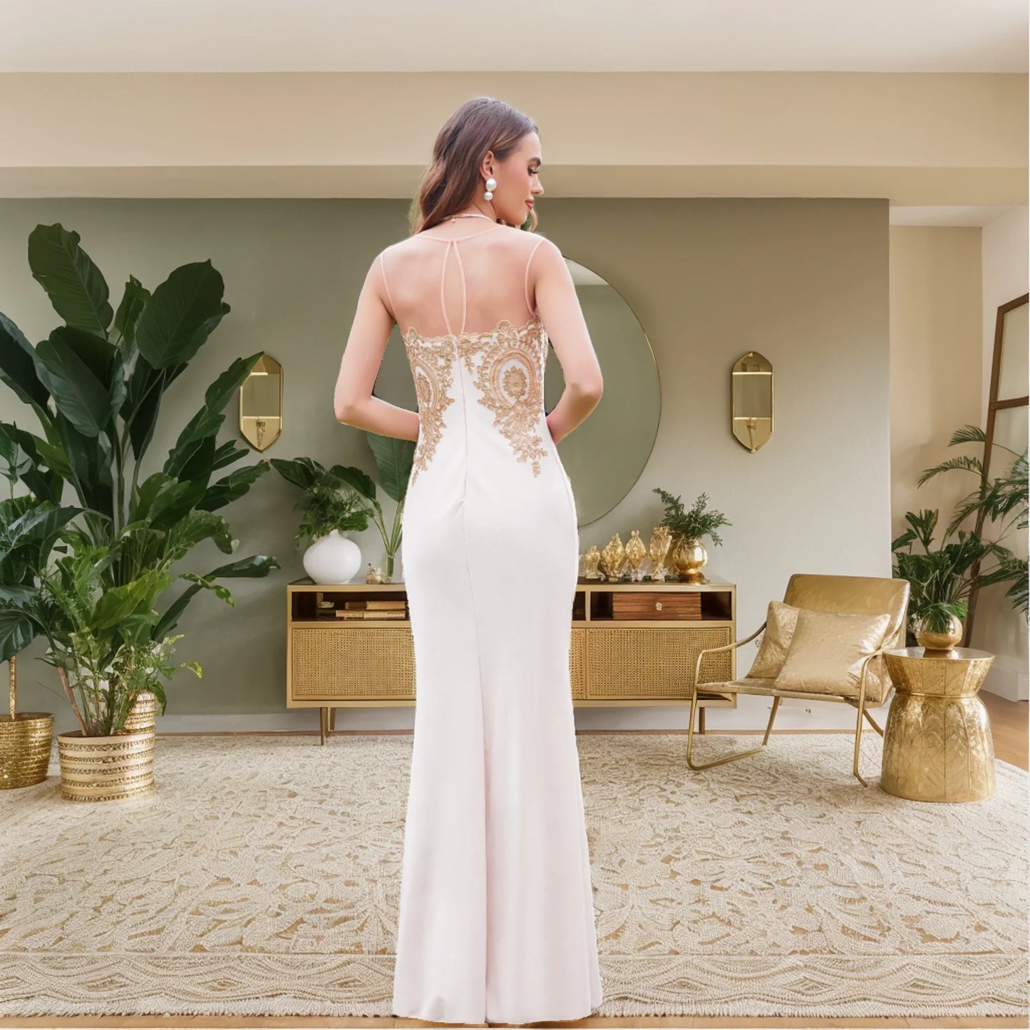 Elegant Mermaid Prom Dresses Illusion O-Neck Sleeveless Backless Evening Dress Appliques Sweetheart Collar Trumpet Gowns
