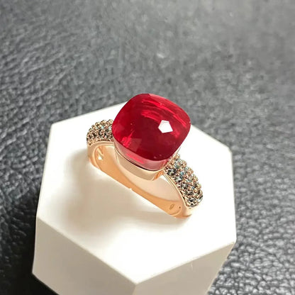 10.6mm Topaz Ring For Women Inlay Light Blue Zircon Candy Water Drop Crystal Ring Rose Gold Plated Jewelry Gift
