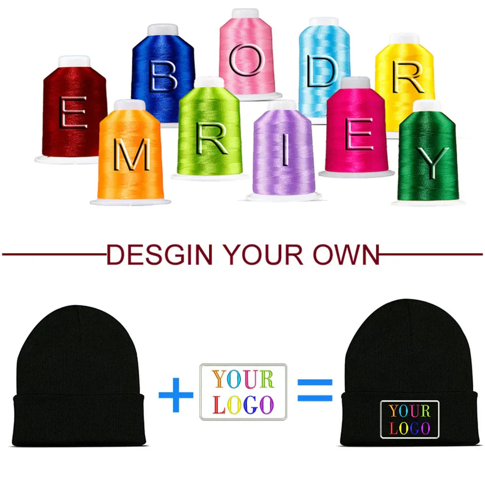 Personalized Custom Beanie Embroidery Text Name Design Logo Winter Hat for Men Women Knitted Cap