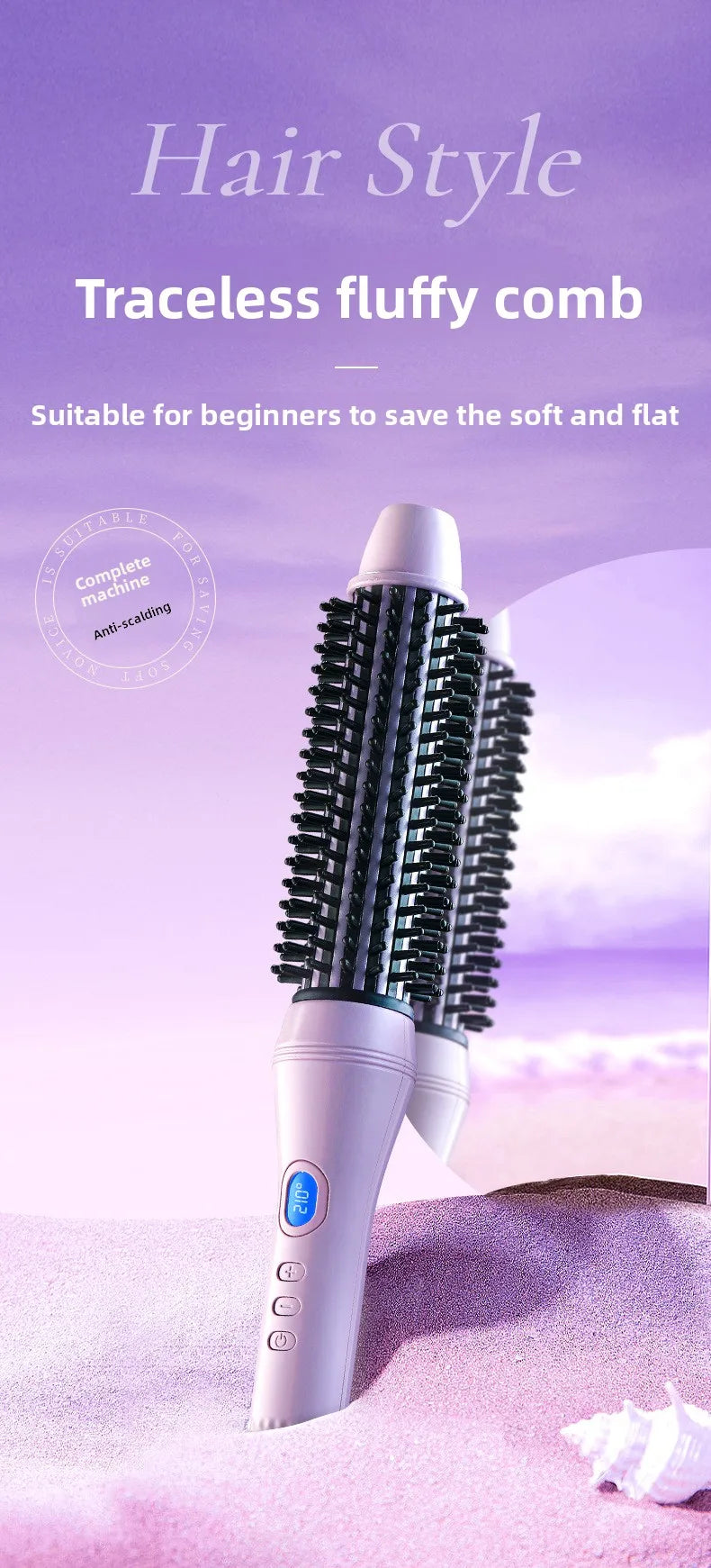 1.5 Inch 2-in-1 Thermal Brush Professional Negative Ion Curling Iron Brush Heated Round Brush for Blowout Volumizing, Portabl