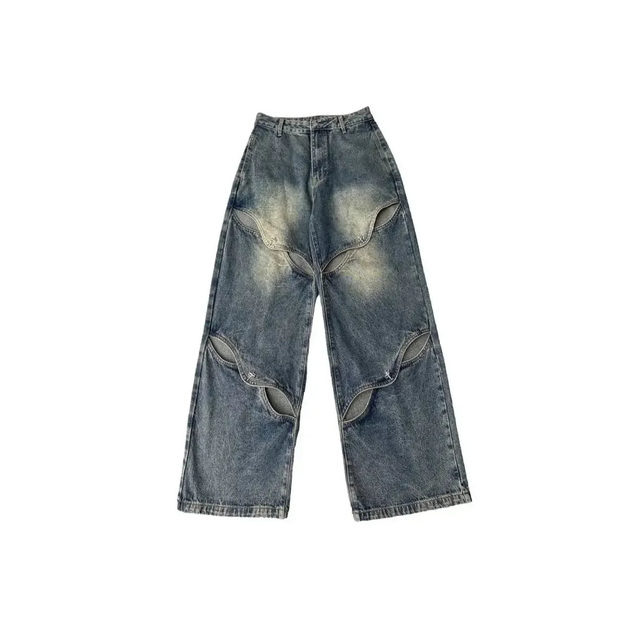 High Waist Straight Leg Jeans High Street Heavy Duty Wide Leg Pants