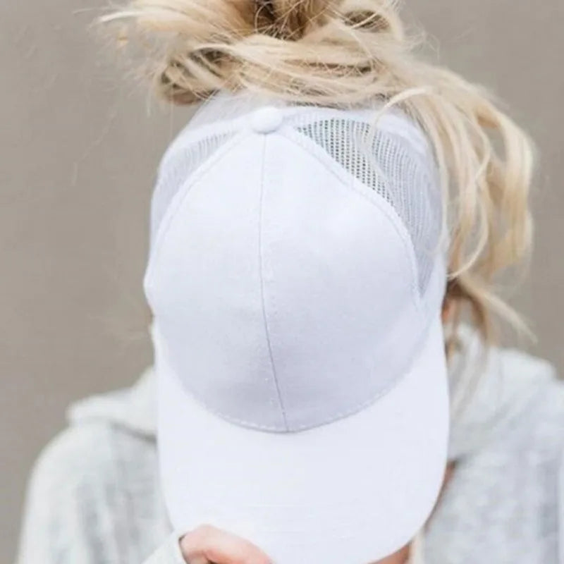 2025 New Ponytail Baseball Cap For Summer Women's Adjustable Black Hat Messy Cap Casual Cotton Girl Snapback Mesh Caps Casual