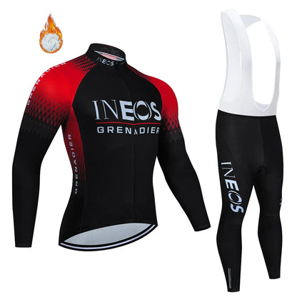 Ineos Grenadier Pro Team Tricuta Cycling Man 2022 Men's Bicycle Clothing Gel Clothes Jacket Bib Jersey Set Winter fleece Suit