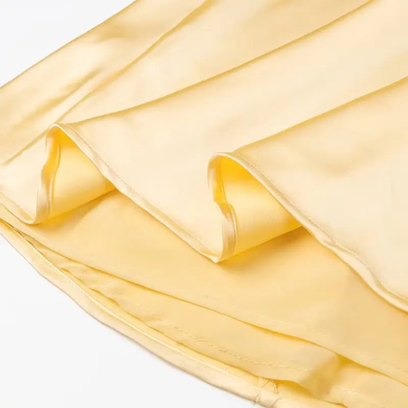Women Summer Yellow Stain V Neck Sling Dress Elegant Sleeveless Loose Maxi Robes 2025 New Ladies Party Holiday Dresses