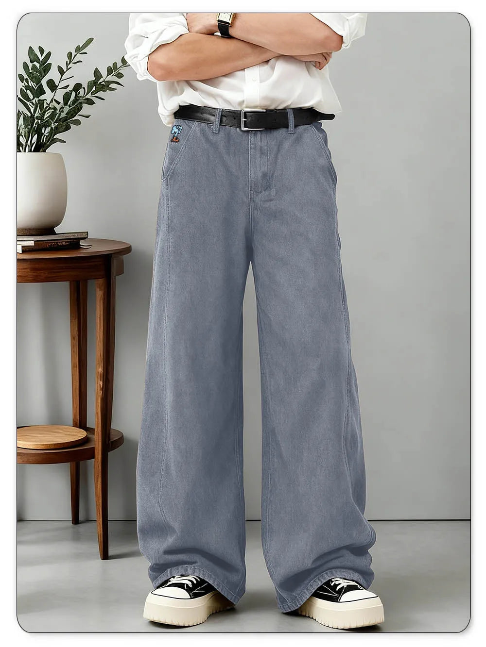 American Men's Retro Brown Ultra Baggy Wide Leg Jeans Street Casual Embroidery Oversized Men's Clothes Unisex Denim Pants