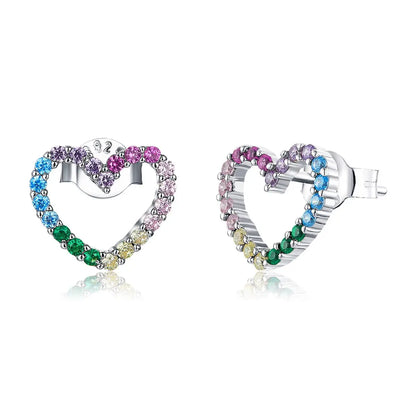 925 Sterling Silver European Simple CZ Ear Buckles Heart Hoop Earrings for Women Wedding Gift Minimalism Jewelry E737