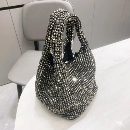 Shiny Crystal Clutch purse bucket Shoulder bag rhinestone Handmade purses and handbags luxury Designer Evening clutch Bag Purse