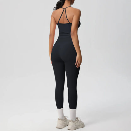 2PCS Yoga Set Nude Feeling Workout Sets Women Tracksuit Gym Push Up Fitness Running Workout Sportwear Sport Bra Leggings Suit