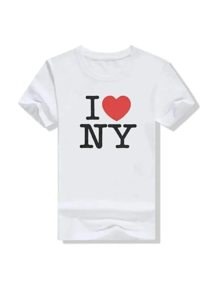 2026 New I Love New York T-shirt I Love New York Slogan Letter Print Street Style