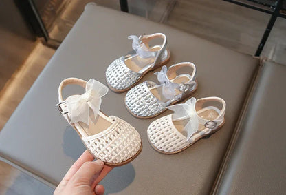 Kids Girls Shoes Children's Woven Sandals New Summer Popular Roman Shoes Children's Soft-soled Princess Shoes