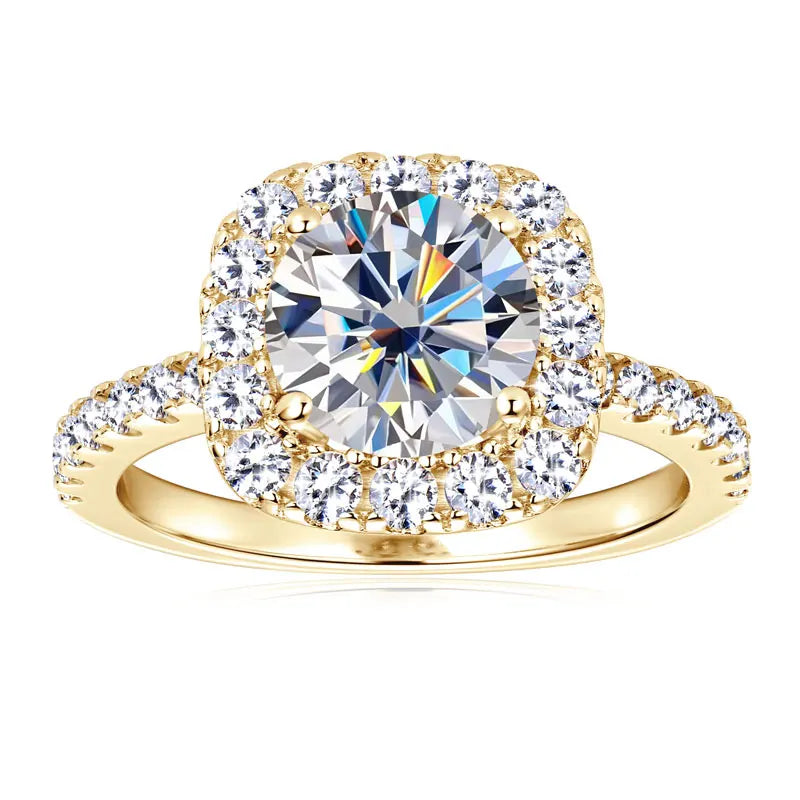 8mm 2ct Moissanite Halo Ring Certified 925 Sterling Silver Engagement Rings For Women Girls Wedding Party Jewelry Gift