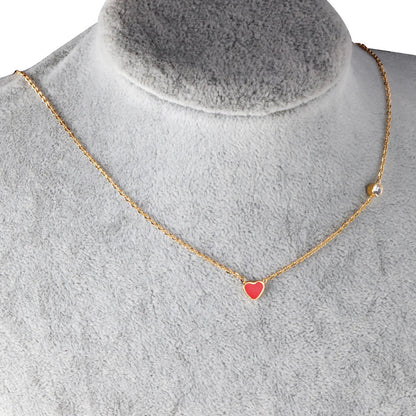 Fashion Collier Simple Heart Girls Pendant Necklace Small Love Shape Stainless Steel Hearts Clavicle Choker Jewelry