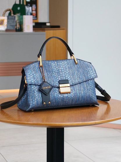 2025 new retro blue snake-shaped high-grade handbag fashion luxury luxury handbag lightweight large-capacity one-shoulder messen