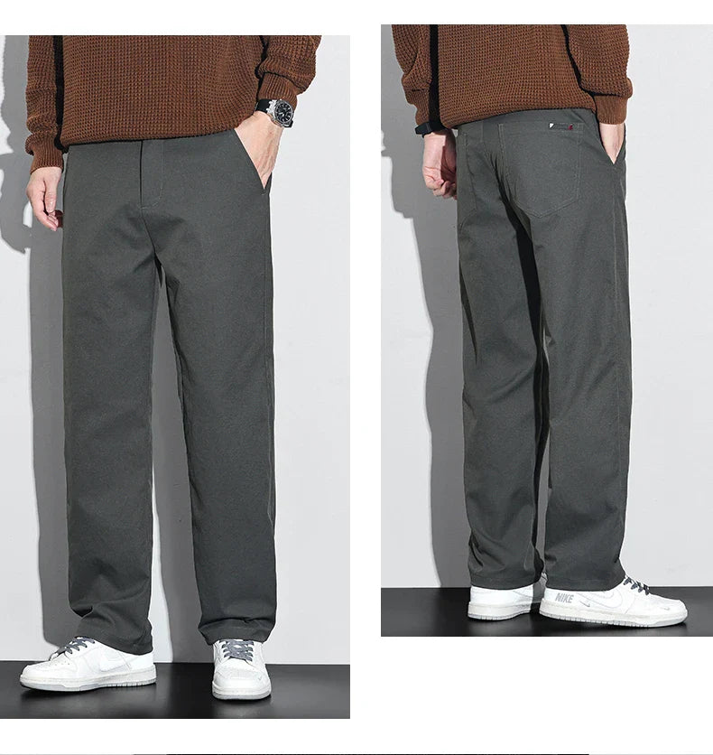 Men's Fashion Casual Straight Pants Baggy Classic Wide Leg Simple Trousers Loose Male Comfortable Soft Quality Pants