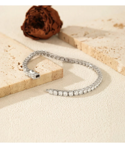 D VVS1 Moissanite Tennis Bracelet 925 Sterling Silver Single Row Classic with Box Bracelets for Women Man Fine Jewelry
