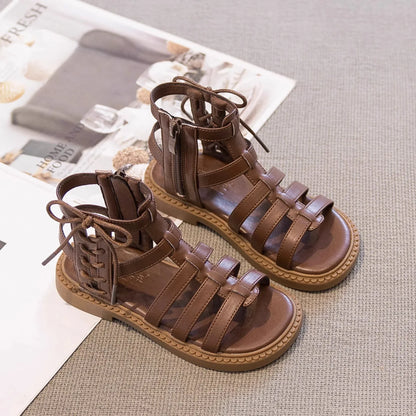 2026 Children Sandals High-top Kids Girls Sandals Baby Sandals High Quality Flat Cut-Outs Beach Sandals