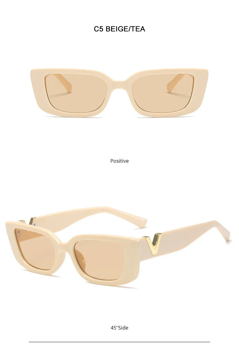 Fashion Cat Eye Sunglasses Luxury V Sun Glasses For Ladies Classic Rectangle Driving Eyewear UV400