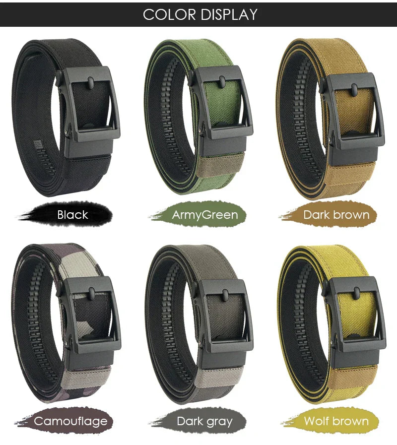 New Hard Tactical Belt for Men Metal Automatic Buckle IPSC Gun Belt 1100D Nylon Military Belt Outdoor Sports Girdle Male