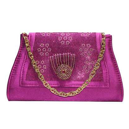 Italian Shoes And Bag Sets For Evening Party With Stones Italian Satin cloth  Rhinestone bow Handbags Match Bags