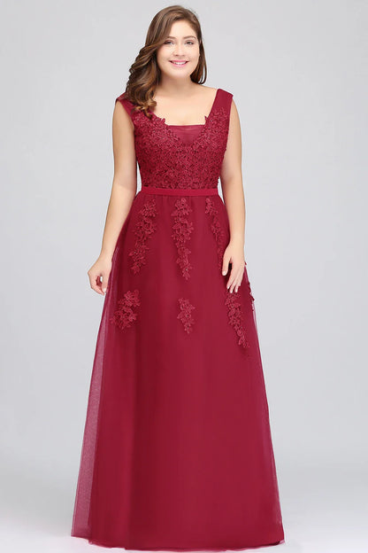 Gorgeous Pearl Pink Evening Dresses Illusion Strap Lace Appliques Square Neck V-Backless Gowns Slim A-Line Maxi Party Prom Dress