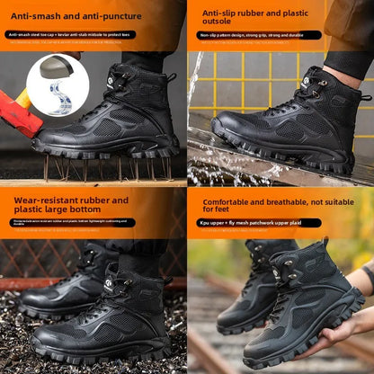 High Top Safety Shoes with Steel Toe Caps Anti-Smashing & Anti-Piercing Wear-Resistant Anti-Slip Labor Protection Footwear