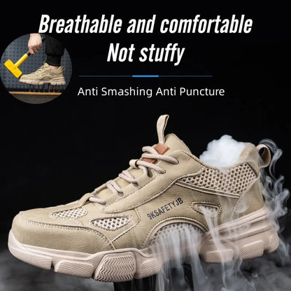 Unisex Mesh Steel Toe Cap Summer Safety Shoes For Men Light Breathable Sneaker Comfortable Indestructible Hombre Work Sneakers
