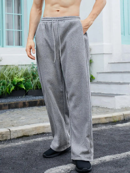 2025 men's wide leg sweatpants, European and American men's and women's sweatpants, waist drawstring straight leg loose casual s