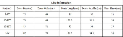 New Summer Girls' Princess Dress With Round Neck Print French Pink Short Sleeve Netting Patchwork Skirt
