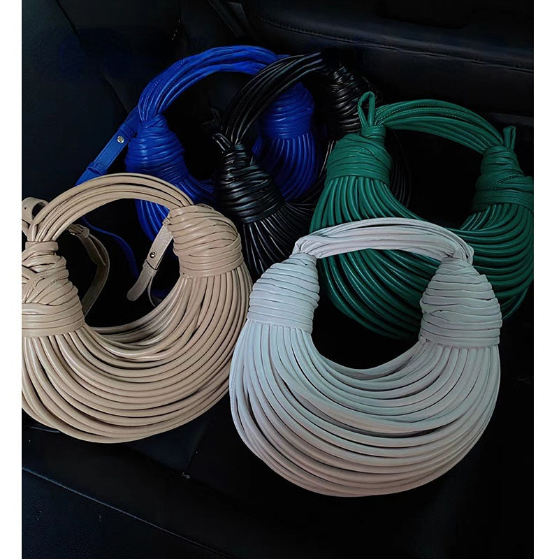 Handbags for Women 2025 New in Gold Luxury Designer Brand Handwoven Noodle Bags Rope Knotted Pulled Hobo Silver Evening Clutch