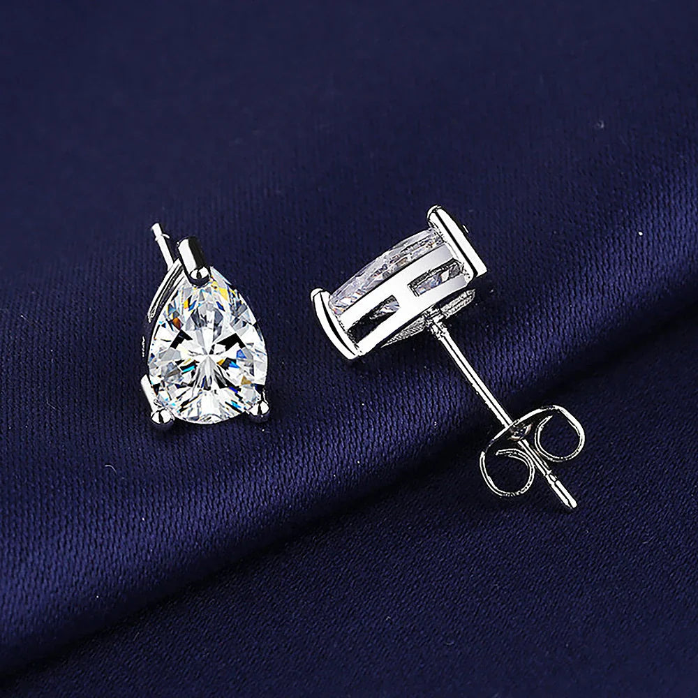 Waterdrop Solitaire Moissanite Stud Earring with Certificate 1-4CT Pear Cut Diamond Ear Studs S925 Silver Jewelry for Women Men